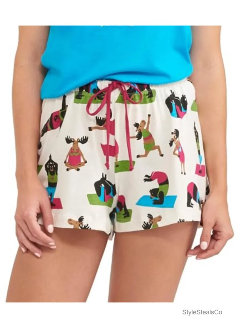 100% Cotton Pajama Shorts with Drawstring - Relaxed Fit